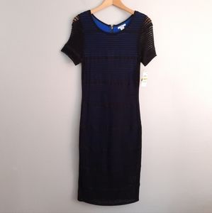 Bar III Black & Blue Fishnet Form Fitting Dress